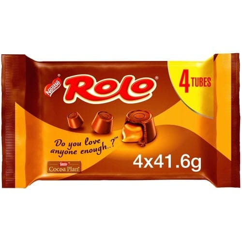 Rolo Milk Chocolate & Caramel Multipack Bars (4 x 41.6g)
