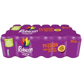 Rubicon Sparkling Passion Fruit Juice Soft Drink Cans (24 x 330ml)