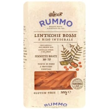 Rummo Gluten Free Lentil Pennette Rigate Lenticchie Rosse Pasta No.70 (300g)