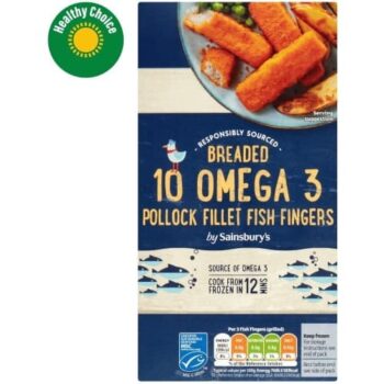 Sainsbury's 10 Breaded Omega 3 Pollock Fillet Fish Fingers (300g)