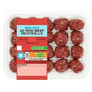 Sainsbury's 10% Fat Mini Beef Meatballs (20 x 350g)
