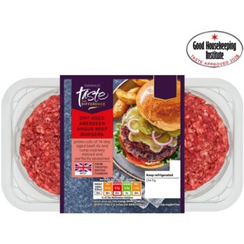 Sainsbury's 2 Dry Aged Aberdeen Angus Beef Burgers Taste the Difference (340g)