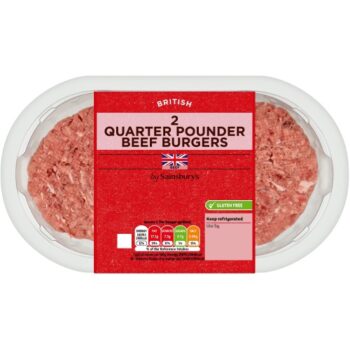 Sainsbury's 2 Quarter Pounder Beef Burgers (227g)
