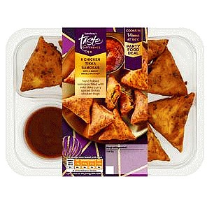 Sainsbury's 8 Chicken Samosas with a Smoky Masala Ketchup Taste the Difference (250g)