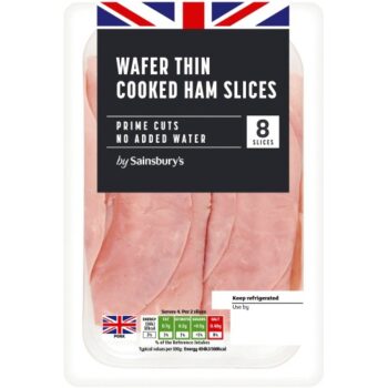 Sainsbury's 8 Wafer Thin Cooked Ham Slices (120g)