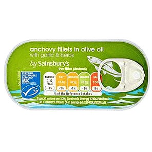 Sainsbury's Anchovy Fillets in Olive Oil with Herbs & Garlic (30g*) (50g)