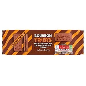 Sainsbury's Bourbon Twists with a Chocolate Orange Flavour Filling (150g)