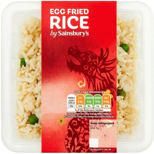 Sainsbury's Chinese Egg Fried Rice Ready Meal Side For 2 (400g)