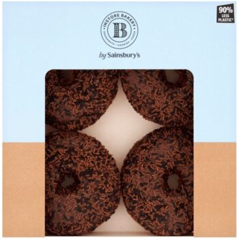 Sainsbury's Chocolate Iced Ring Doughnuts (4)