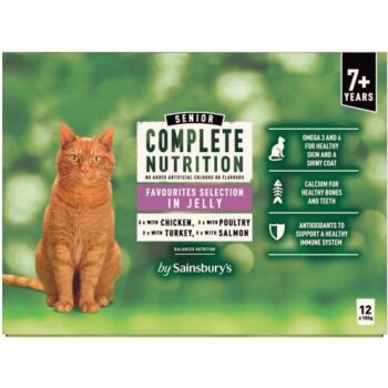 Sainsbury's Complete Nutrition 7+ Meat & Fish Selection in Jelly Senior Cat Food (12 x 100g)