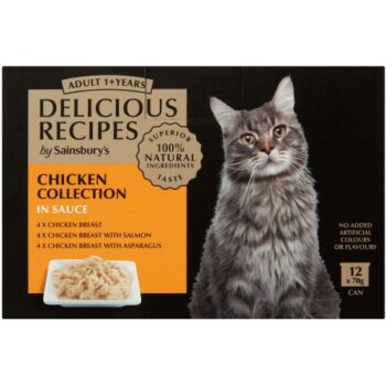 Sainsbury's Delicious Recipes Chicken Collection in Sauce 1+ Years Adult Cat Food (12 x 70g)