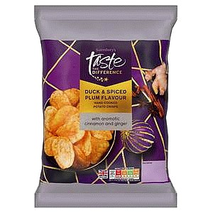 Sainsbury's Duck & Spiced Plum Flavour Hand Cooked Potato Crisps Taste the Difference (150g)