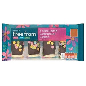 Sainsbury's Free From 4 Mini Lottie Caterpillar Cakes