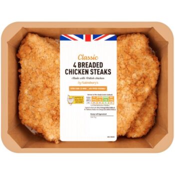 Sainsbury's Fresh Breaded British Chicken Steaks (4 x 505g)