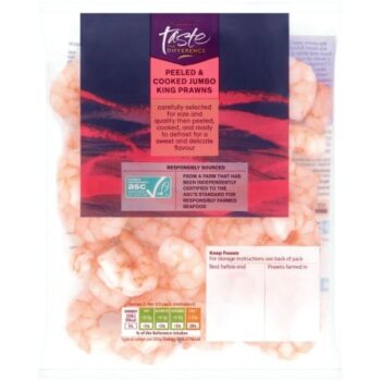 Sainsbury's Frozen Cooked & Peeled Jumbo King Prawns ASC Taste the Difference (225g)