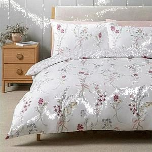 Sainsbury's Home Botanical Bows White Bedding Set