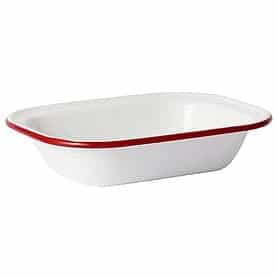 Sainsbury's Home Carbon Steel Enamel Pie Dish White & Red (24cm)