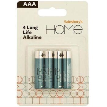 Sainsbury's Home Extra Long Life AAA4 Alk Batteries