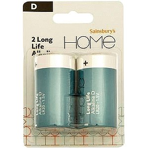 Sainsbury's Home Extra Long Life D Alk Battery (2)