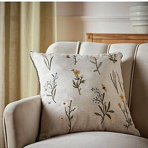 Sainsbury's Home Floral Stems Embroidered Cushion 43x43