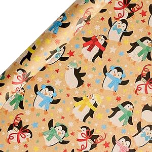 Sainsbury's Home Kraft Penguin Wrapping paper (10m)