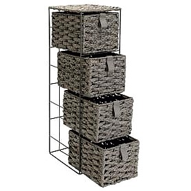 Sainsbury's Home Woven Rope 4 Drawer Slimline Storage Tower Grey
