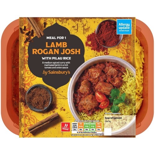 Sainsbury's Indian Lamb Rogan Josh with Pilau Rice Ready Meal for 1 (400g)