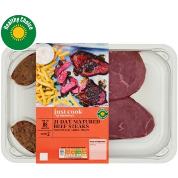 Sainsbury's Just Cook 21 Day Matured Beef Steaks with Black Garlic Butter (300g)
