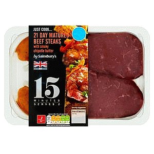 Sainsbury's Just Cook 21 Day Matured Beef Steaks with Smoky Chipotle Butter (300g)