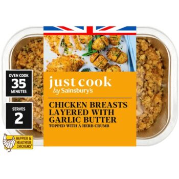 Sainsbury's Just Cook Chicken Breasts Layered with Garlic Butter (370g)