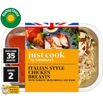 Sainsbury's Just Cook Italian Style Chicken Breasts with Tomato Mozzarella & Basil (415g)