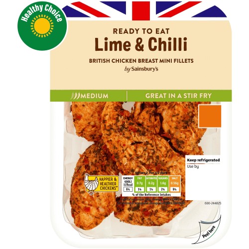 Sainsbury's Lime & Chilli Cooked British Chicken Mini Fillets (ready to eat) (170g)