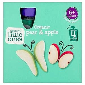Sainsbury's Little Ones Organic Pear & Apple 6+ Months (4 x 70g)