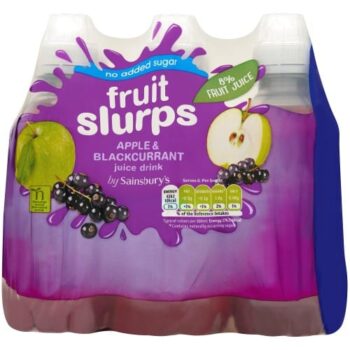 Sainsbury's No Added Sugar Fruit Slurps Apple & Blackcurrant Juice Drink (6 x 250ml)