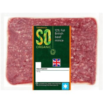 Sainsbury's Organic British Beef Mince 12% Fat (500g)