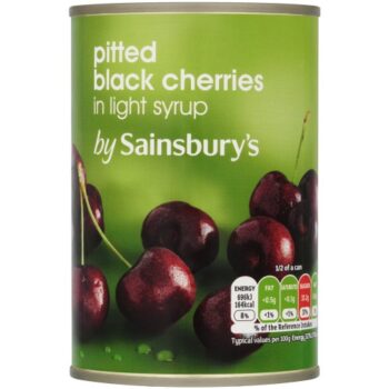 Sainsbury's Pitted Black Cherries in Light Syrup (425g)