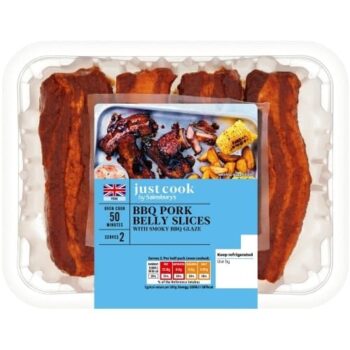 Sainsbury's Ready to Cook BBQ Belly Slices with a Smoky BBQ Glaze (400g)