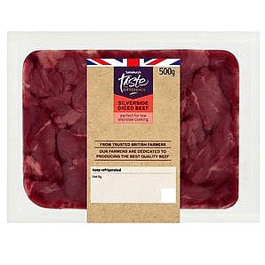 Sainsbury's Silverside Diced Beef Taste the Difference (500g)