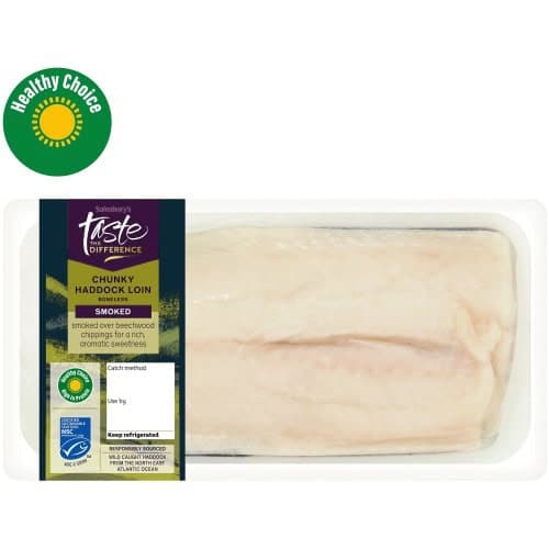 Sainsbury's Skin on MSC Smoked Haddock Loins Taste the Difference (250g)