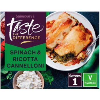 Sainsbury's Spinach & Ricotta Cannelloni Ready Meal For 1 Taste the Difference (400g)
