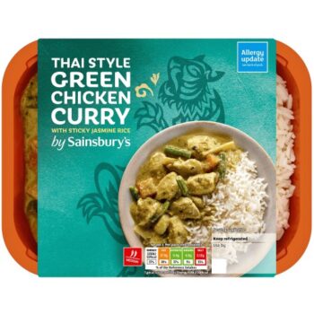 Sainsbury's Thai Green Chicken Curry with Sticky Jasmine Rice Ready Meal for 1 (400g)