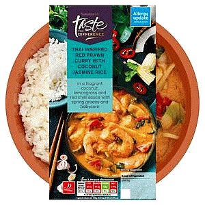 Sainsbury's Thai Red Prawn Curry with Jasmine Rice Ready Meal For 1 Taste the Difference (400g)
