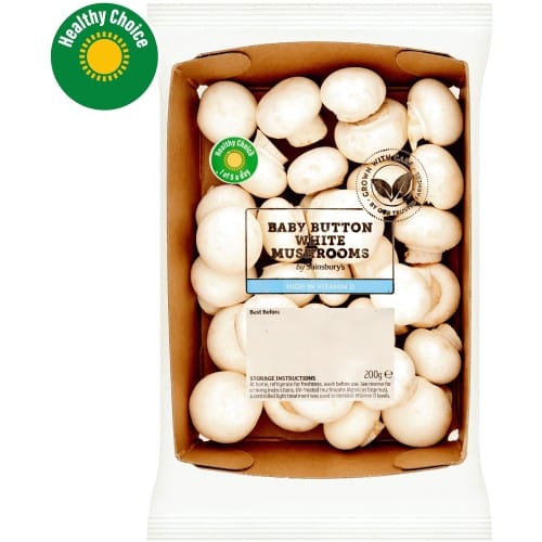 Sainsbury's White Baby Button Vitamin D Mushrooms (200g)