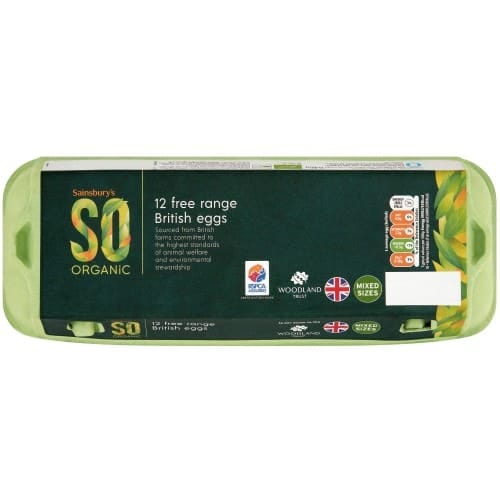 Sainsbury's Woodland Free Range Mixed Weight Eggs SO Organic (12)
