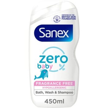 Sanex Zero% Hypoallergenic Baby Bath Foam & Shampoo (450ml)