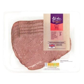 Seasoned with Salt & Pepper Cooked British Roast Beef Top Sliced (5 x 110g)