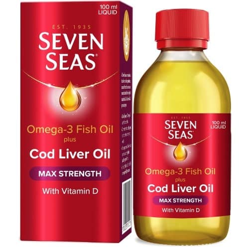 Seven Seas Omega-3 Fish Oil Plus Cod Liver Oil Max Strength (100ml)