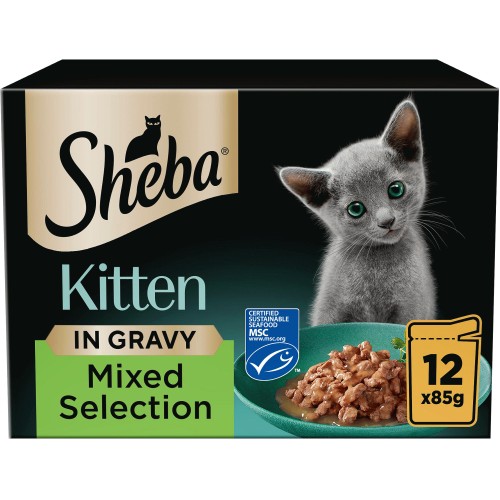 Sheba Kitten Wet Cat Food Mixed Selection in Gravy (12 x 85g)