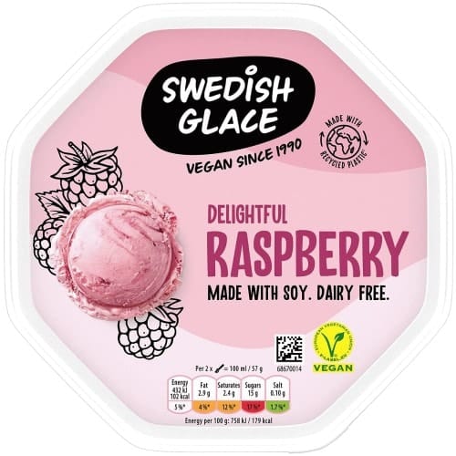 Swedish Glace Dairy Free Delightful Raspberry Vegan Ice Cream Tub (750ml)