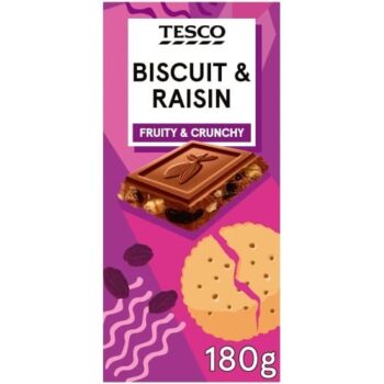 Tesco Biscuit & Raisin Loaded Milk Chocolate (180g)